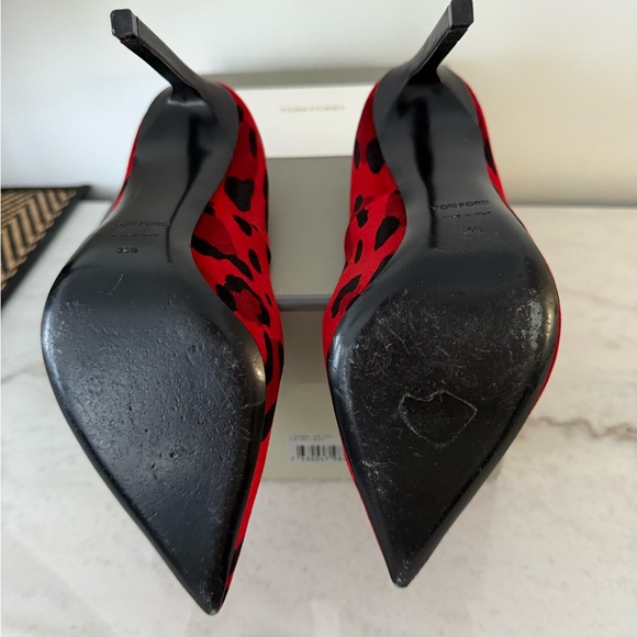 Tom Ford Red and Black Leopard Print Heels - Picture 4 of 4